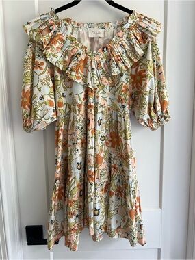 Cleobella Floral Mini Dress in White, Peach, Olive